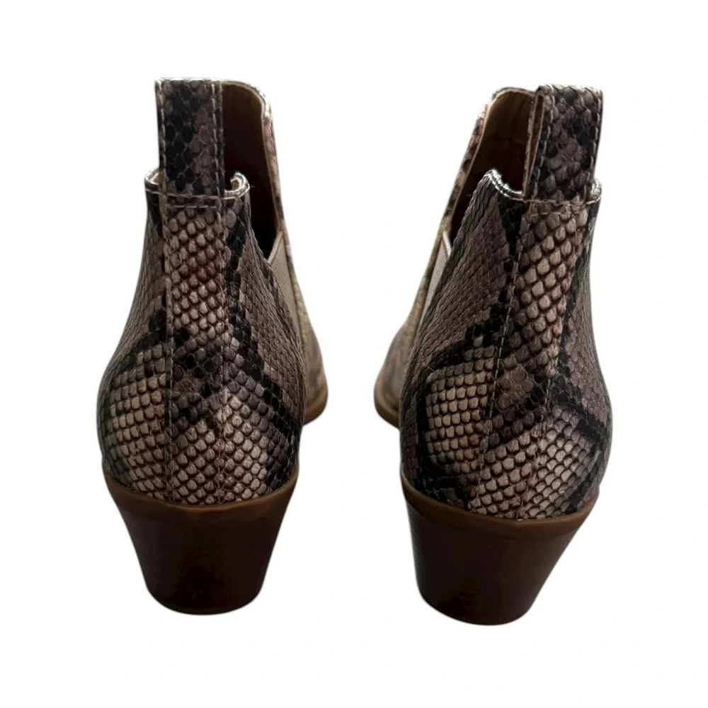 New Dolce Vita SAMY Snakeskin Bootie Ankle Block Heel Women's 10M Tan Cream Pink